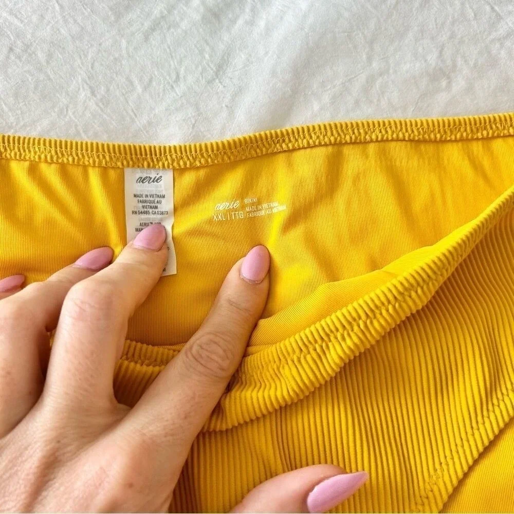 Aerie Ribbed Full‎ Coverage Yellow Mustard Bikini Bottom XXL